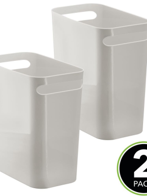 Mdesign Slim Plastic Trash Can Garbage Wastebasket, 12" High - 2 Pack