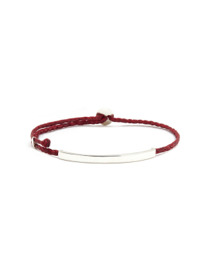 Adjustable Signature Bracelet With Id Bar In Red