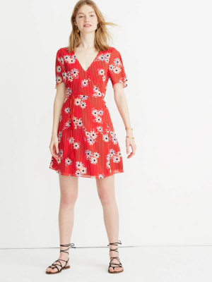 Button-wrap Dress In Daisy Society