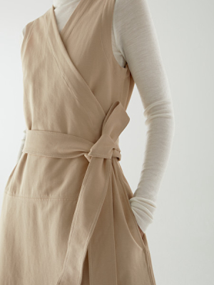 Cotton-mix Belted Wrap Dress