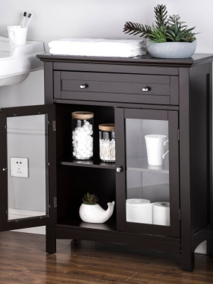 Shelved Floor Cabinet With Double Doors - Glitzhome