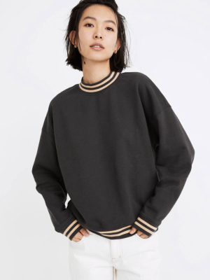 (re)sourced Cotton Stripe-trim Studio Mockneck Sweatshirt