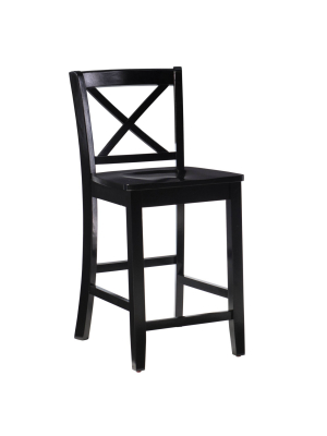 24" Torino X Back Wood Counter Height Barstool - Black - Linon