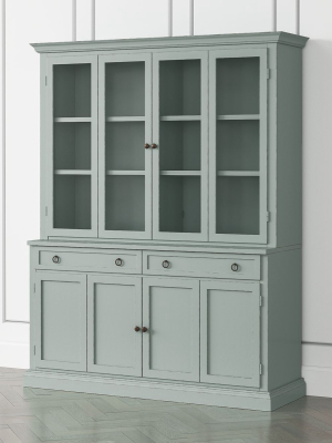 Cameo Blue Grey 2-piece Entertainment Center With Wood And Glass Doors