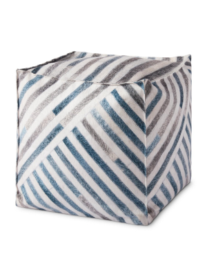 Ivory & Blue Pouf By Loloi