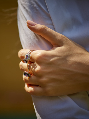 Ivory Enamel And Diamond Ring