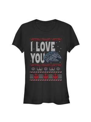 Junior's Star Wars Christmas I Love You Quote T-shirt