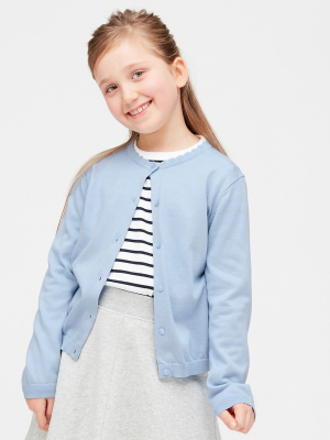 Girls Uv Protection Supima© Cotton Crew Neck Cardigan