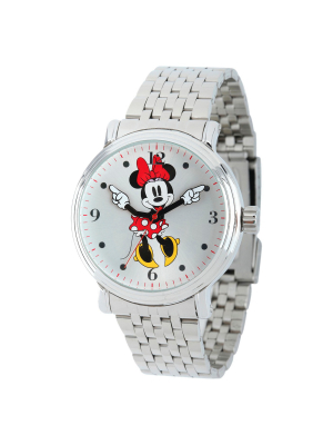Women's Disney Minnie Mouse Shinny Vintage Articulating Watch With Alloy Case - Silver