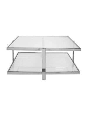 Modern Two Tier Square Coffee Table In Nickel