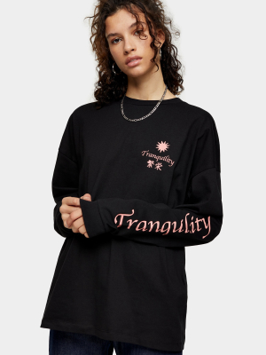 Tranquility Long Sleeve Skater Top In Black