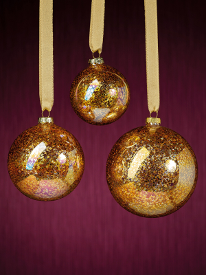 Sequin Glass Ornament - Golden