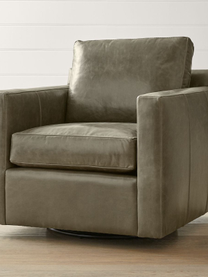 Barrett Leather Track Arm Swivel Chair