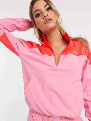Under Armour Training Woven Color Block Jacket In Pink