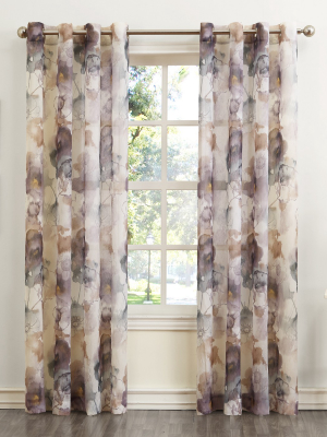 No. 918 Andorra Floral Print Crushed Voile Grommet Curtain Panel