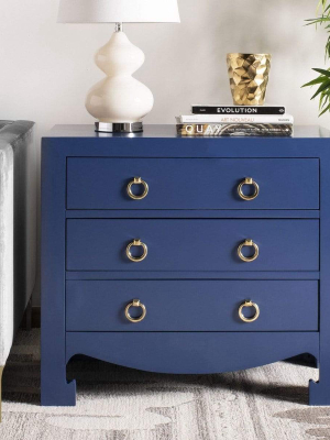 Lyndon Leigh Dion 3 Drawer Chest - Lapis Blue/gold