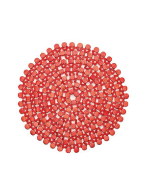 Kim Seybert Round Bamboo Placemat In Coral - Set Of 4