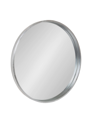 25.6" Travis Round Wood Accent Wall Mirror Silver - Kate And Laurel