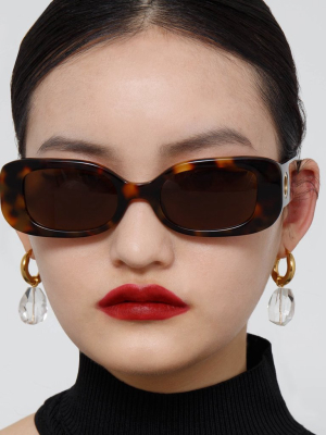 Lola Rectangular Sunglasses In Tortoiseshell