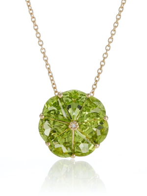 Peridot & Diamond Pinwheel Pendant Necklace