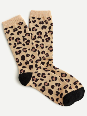 Trouser Socks In Classic Leopard Print