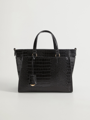 Croc-effect Shopper Bag