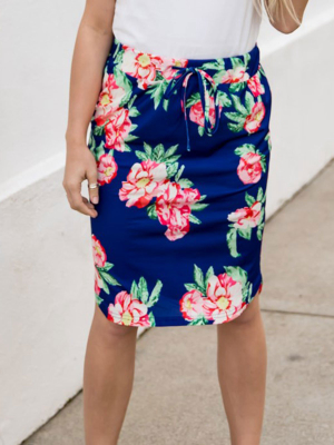 Ava Floral Weekend Skirt | S-3x - Blue