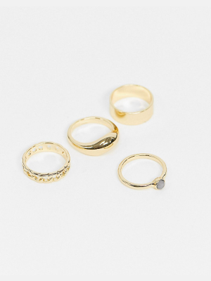 Designb London Stacking Ring Multipack In Gold