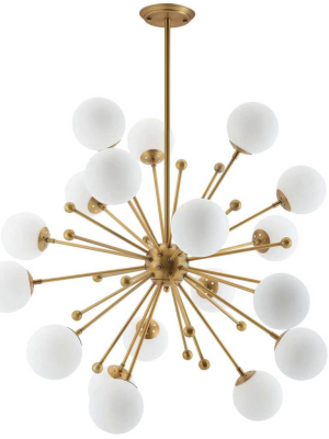 Caroline White Glass Chandelier White/brass Gold