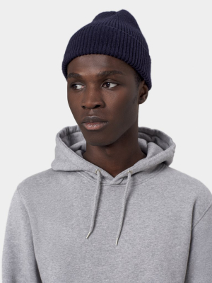 Merino Wool Beanie - Navy Blue