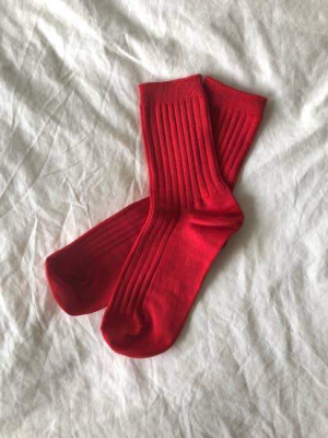 Ribbed Socks In Classic Red