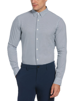 Slim Fit Wave Geo Print Stretch Shirt