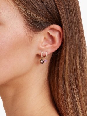 Violet Enamel With Champagne Diamond Earrings