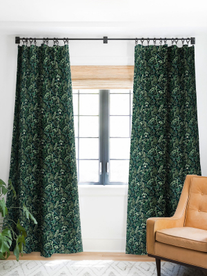 Ninola Design Botanical Collection Dark Single Panel Blackout Window Curtain By Deny Designs.