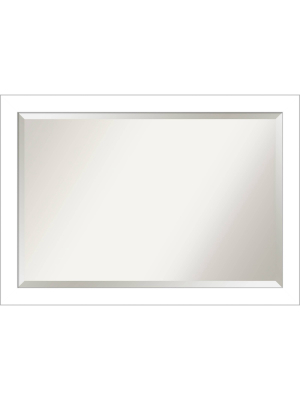 40" X 28" Wedge Framed Bathroom Vanity Wall Mirror White - Amanti Art