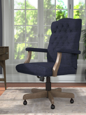 Traditional Executive Chair Navy Linen - Boss Office Products