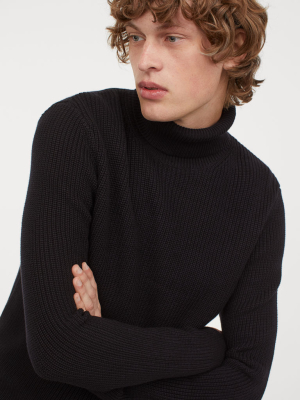 Rib-knit Turtleneck Sweater