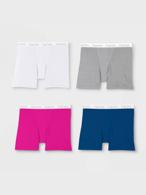 Hanes Premium Women's 4pk Comfortsoft Waistband With Cotton Mid-thigh Boxer Briefs - Colors May Vary