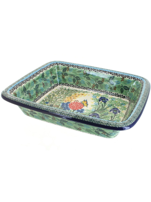 Blue Rose Polish Pottery Teresa Medium Rectangular Baker