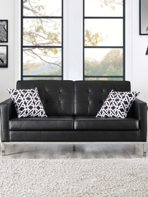 Florence Knoll Style Leather Loveseat