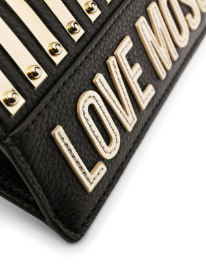 Love Moschino Logo Plaque Chained Clutch Bag