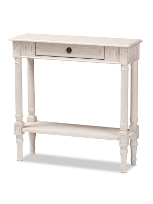 Ariella Whitewashed 1 Drawer End Table White - Baxton Studio