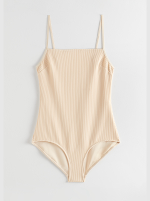 Ribbed Square Neck Swimsuit