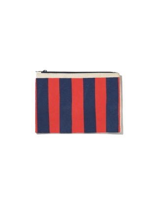 The Striped Pouch - Navy/poppy