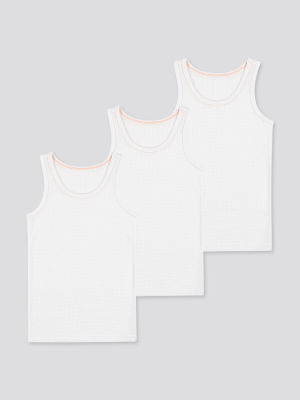 Toddler Cotton Mesh Inner Tank Top (set Of 3)