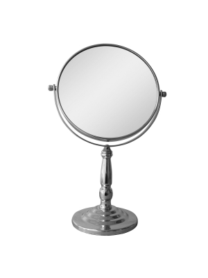 Freestanding Bath Magnifying Makeup Mirror Light Silver 14" - Elegant Home Fashions
