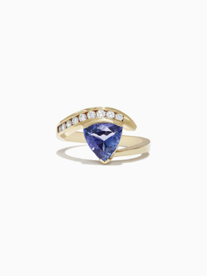 Effy 14k Yellow Gold Trillion Tanzanite And Diamond Ring, 1.88 Tcw