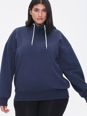 Plus Size Fleece Drawstring Hoodie