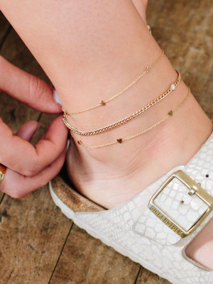 14k Five Itty Bitty Stars Anklet