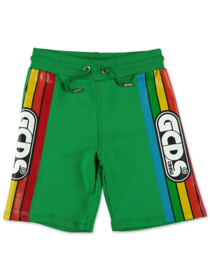 Gcds Kids Rainbow Stripe Logo Printed Shorts